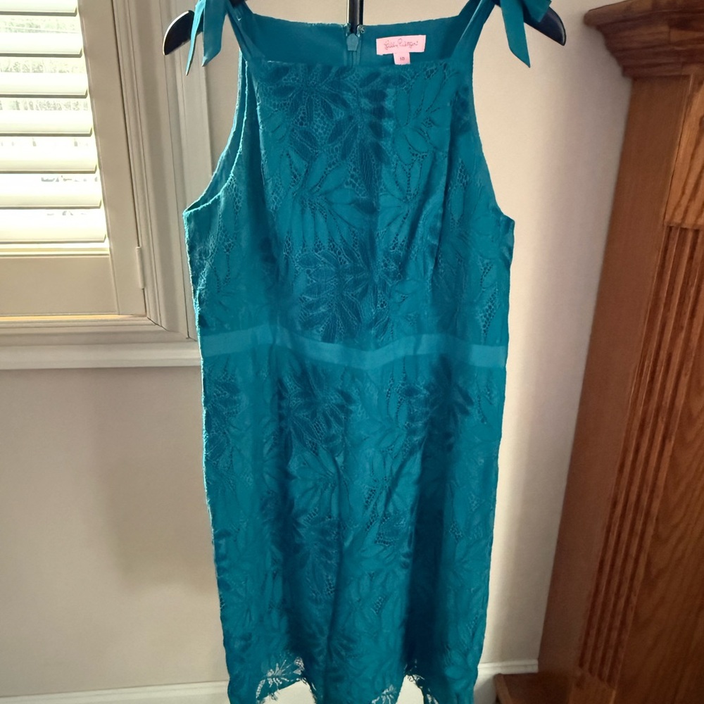 Lilly Pulitzer Teal Lace Tie-Shoulder Dress
